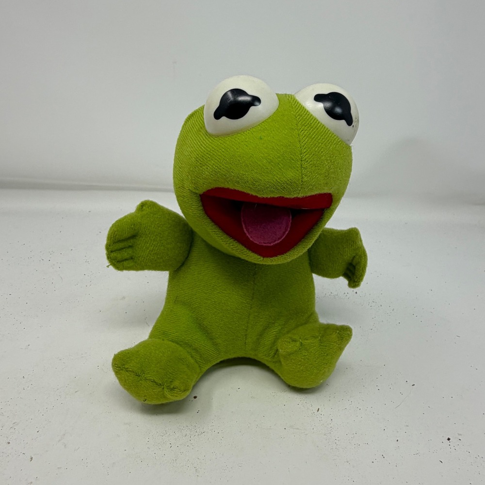 Vintage 1987 Baby Kermit the Frog Plush Muppet Babies Jim Henson Toy Green